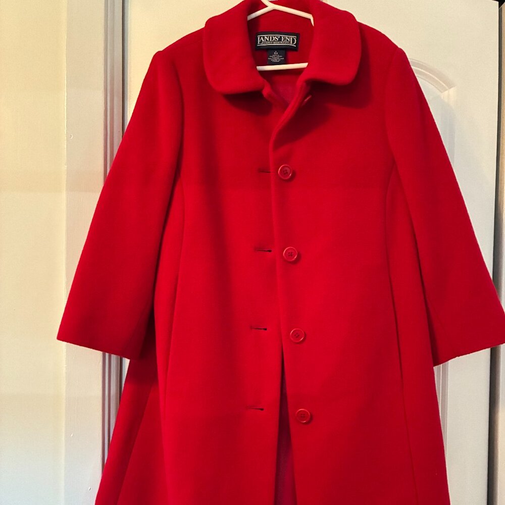 Red Wool Land's End Girls Jacket